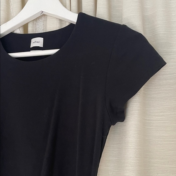 Wilfred Wrapped Waist Black Mini Dress - Picture 5 of 7